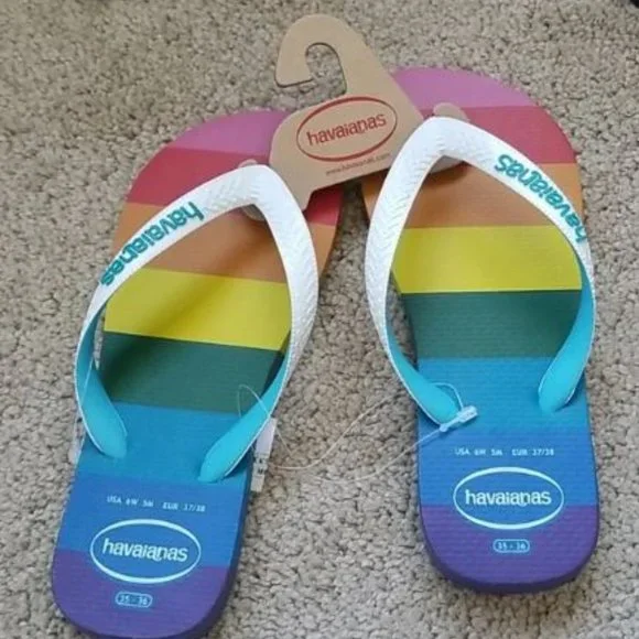 Rainbow Top Pride Themed Stripes Flip Flop - Picture 4 of 16